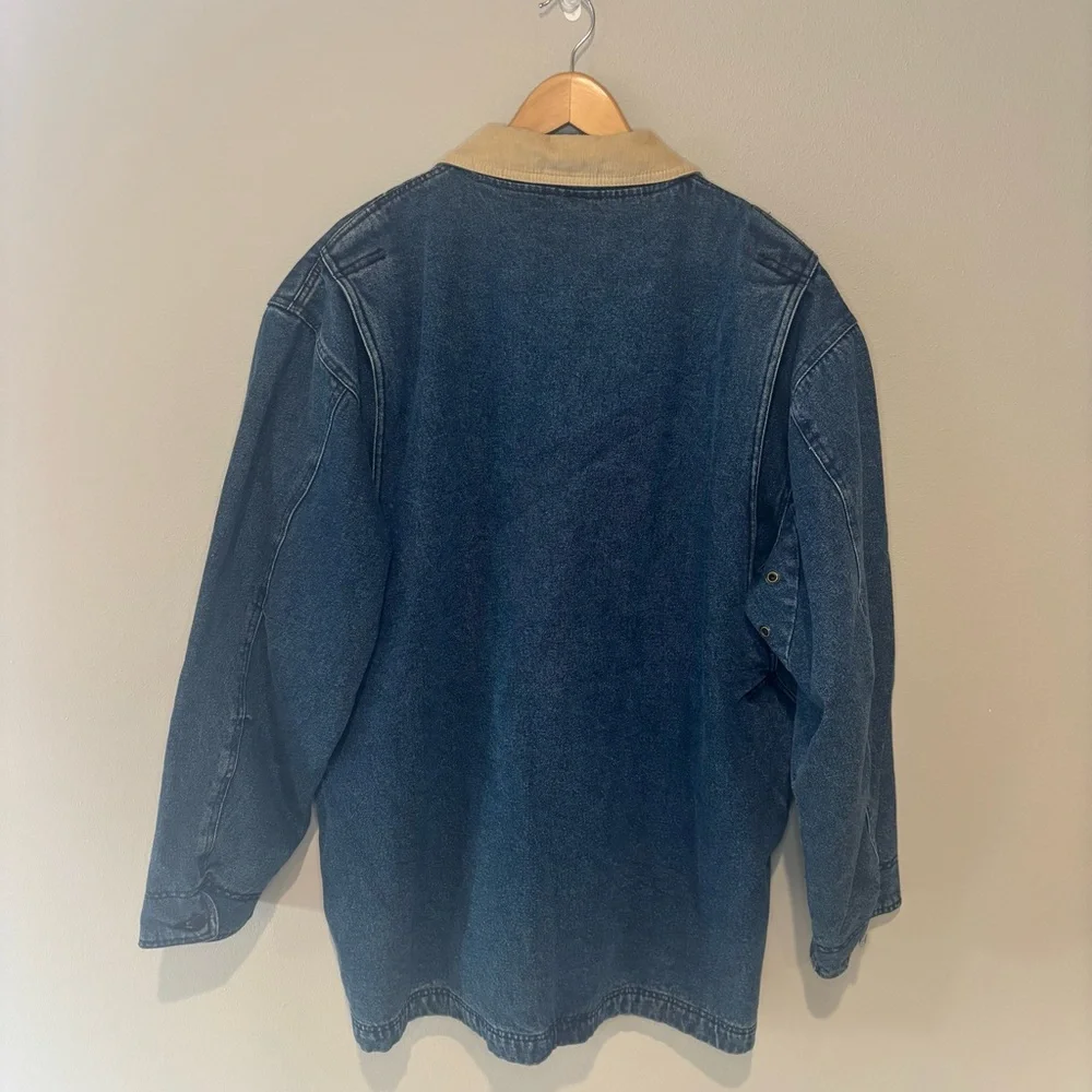 VINTAGE MOOSE CREEK 100% Cotton Denim Jean Barn Coat with Flannel Lining Sz XL - Picture 2 of 14